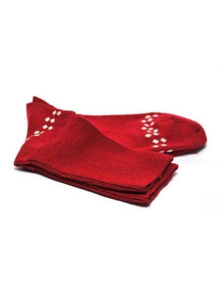 Socken dünn Jacquard 90 % Merino druckfrei Frau rot