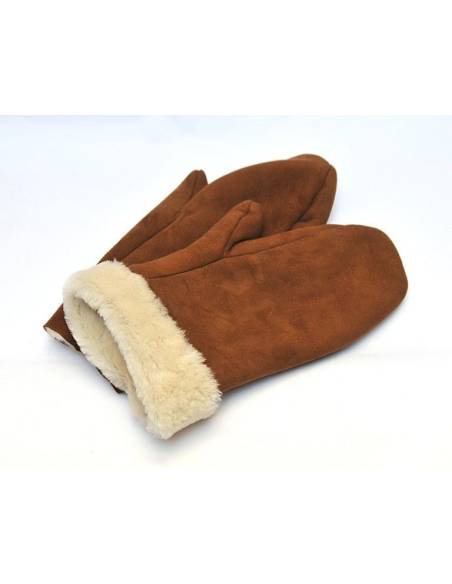 Genuine lambskin Men's Mittens moka