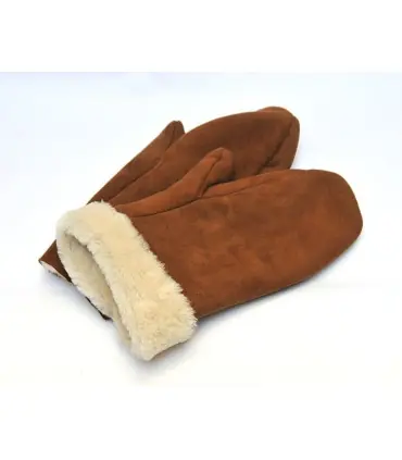 Genuine lambskin Men's Mittens moka