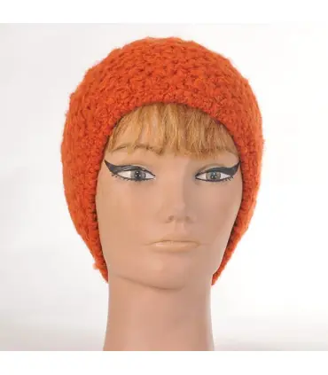 Bonnet femme homme laine mohair orange
