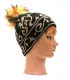 Woman hat jacquard gold or silver with  pompom