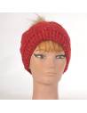 Women wool and fur Pompom Hat black