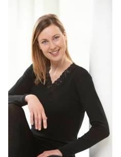 women'sShirt black or off-white Wool and silk  long sleeves 2
