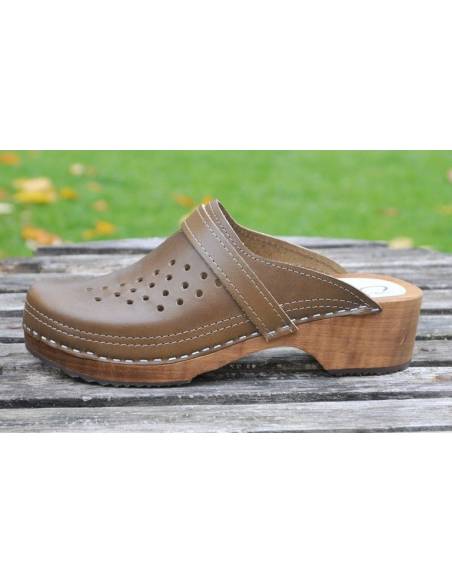 wooden and leather men swedish clogs