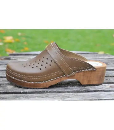 wooden and leather men swedish clogs