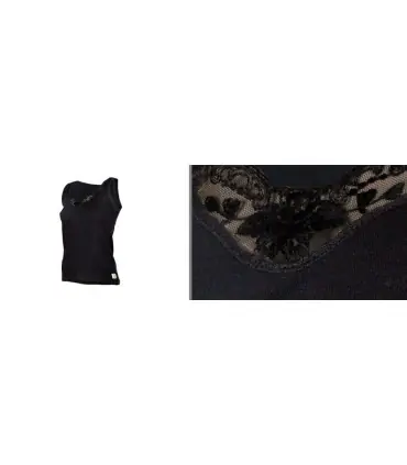 Top with laces black woman 100% Merino Wool