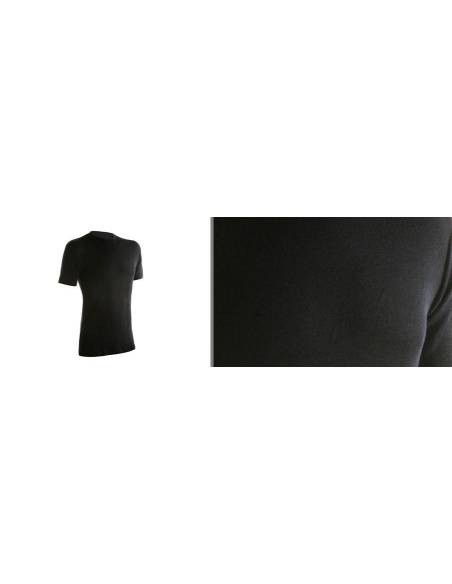 Maillot noir hommes manches courtes en laine mérinos
