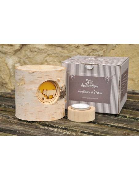 Bougies photophores bois de bouleau vache