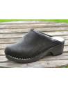 black wooden clogs black cow peal