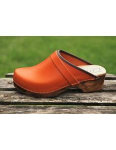 Men's Swedish tanned vegetal leather wooden clogs 2