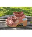 Damen Schwedische hohe Holz Sandalen in Leder