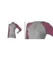 Polo pure laine mérinos col protecteur gris rose marinefemme
