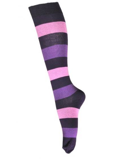 striped knee-highs violet purple womens socks cotton