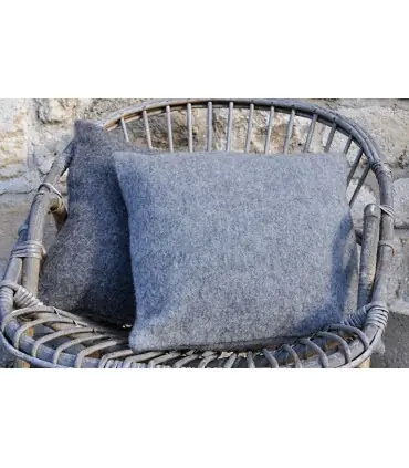 Housse de coussin laine gris moyen et foncé