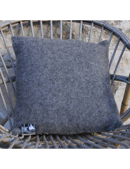 Housse de coussin nordique pure laine dos lin 40x40 cm