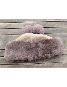 Toque femme en peau de mouton retournée beige foncé 2