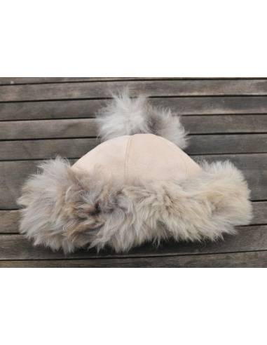 Toque Mujer genuina piel de cordero beige