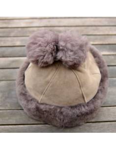 Dame Toque Frau echte Lammfell dunkel beige