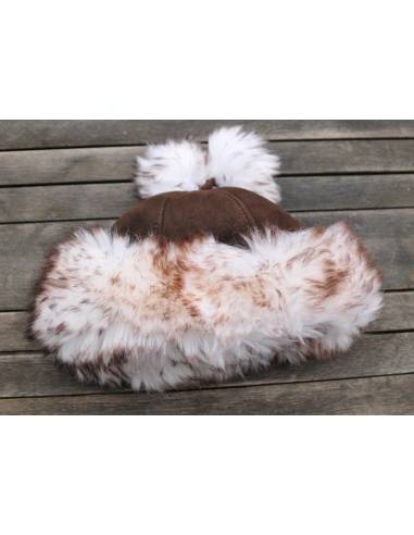 Toque femme en peau de mouton retournée noir