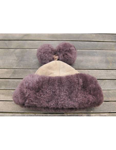 Toque femme en peau de mouton retournée noir