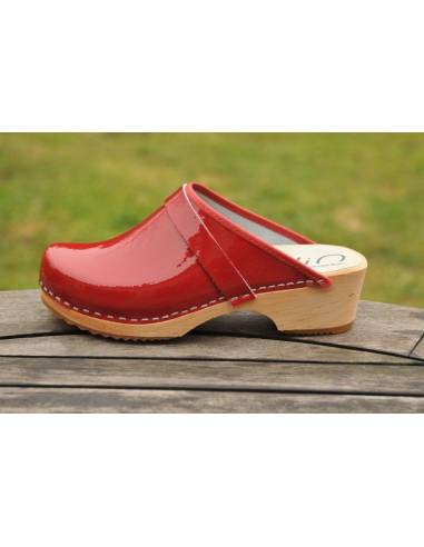  Frau Schwedische Holzschuhe clogs und Leder lack    