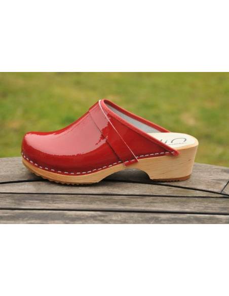  Frau Schwedische Holzschuhe clogs und Leder lack    
