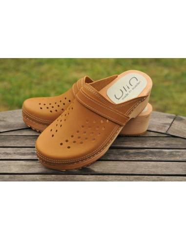 wooden and leather men swedish clogs
