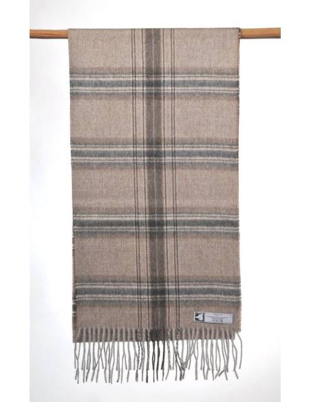 Echarpes laine baby alpaga tartan beige fonce
