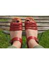 Schwedische Holz Sandalen geflochtenem Leder 
