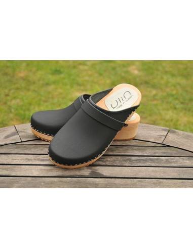 Frauen schwedische orange Leder Holzschuhe 