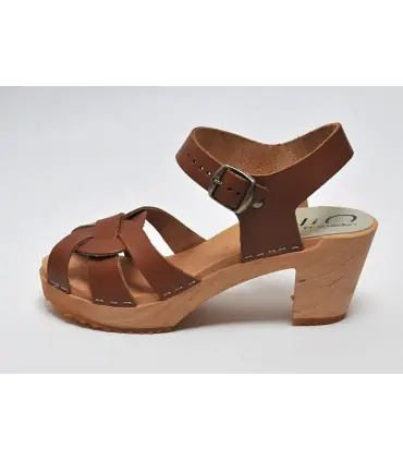 Women  high heels Swedish wooden Sandals in leather