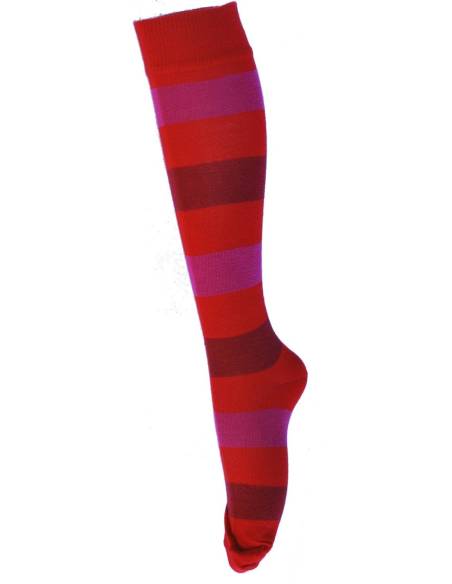 striped knee-highs violet purple womens socks cotton
