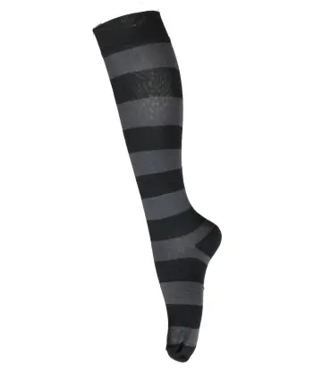 Chaussette femme haute rayée gris fonçé noir