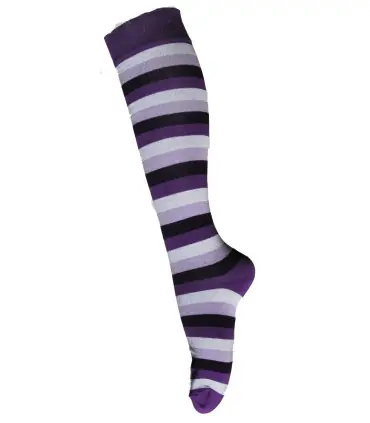 striped knee-highs violet purple womens socks cotton