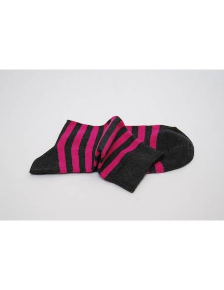Damen Strumfe gestrife fuksia rosa y grau baumwolle 