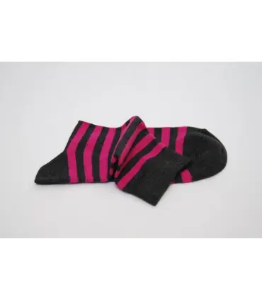 calcetines de algodon rayas rosa y gris de mujer