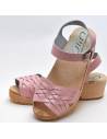 Schwedische Holz Sandalen geflochtenem rosa Leder 