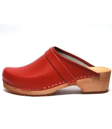 Wooden Swedish women leather clogs