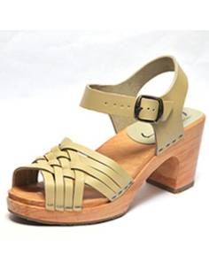 Women's swedish wooden Sandals heels, braided leather 2
