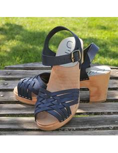  Women's swedish wooden Sandals heels, braided leather vegetal or nubuck