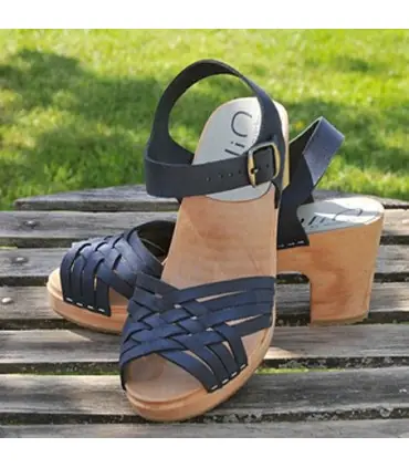  Women's swedish wooden Sandals heels, braided leather vegetal or nubuck
