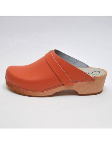 Wooden Swedish women leather clogs
