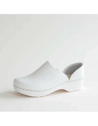 Sabot Mitsumaru confortable en cuir blanc Fermé