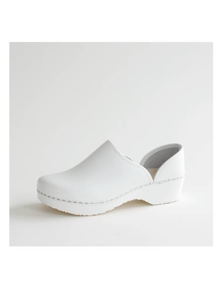 Sabot Mitsumaru confortable en cuir blanc Fermé