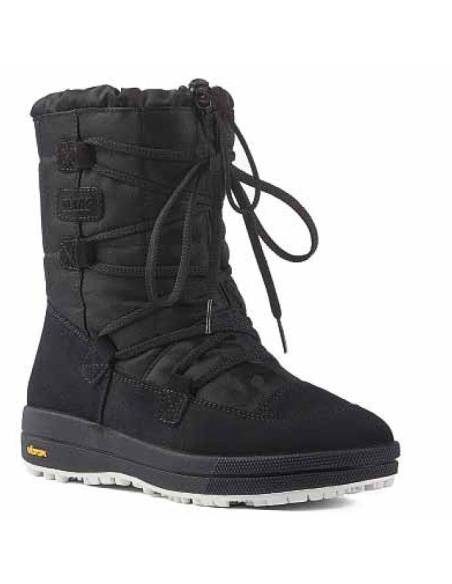Bottes de neige après-ski cuir hydrofuge pour femme gris argent