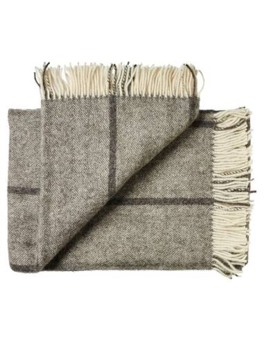 Plaid pure laine scandinave gris rayure