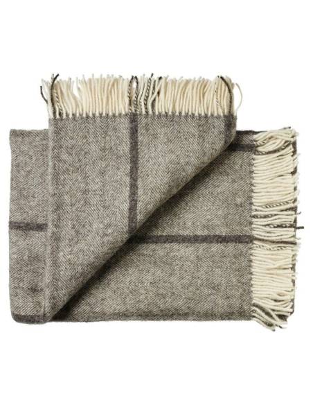Plaid pure laine scandinave gris rayure