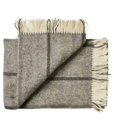 Striped gray throws pure wool Scandinavian