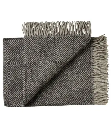 Plaid en pure laine vierge scandinave chevron noir
