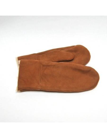 Moufles homme en peau d'agneau moka